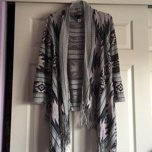 Fringe open-front cardigan